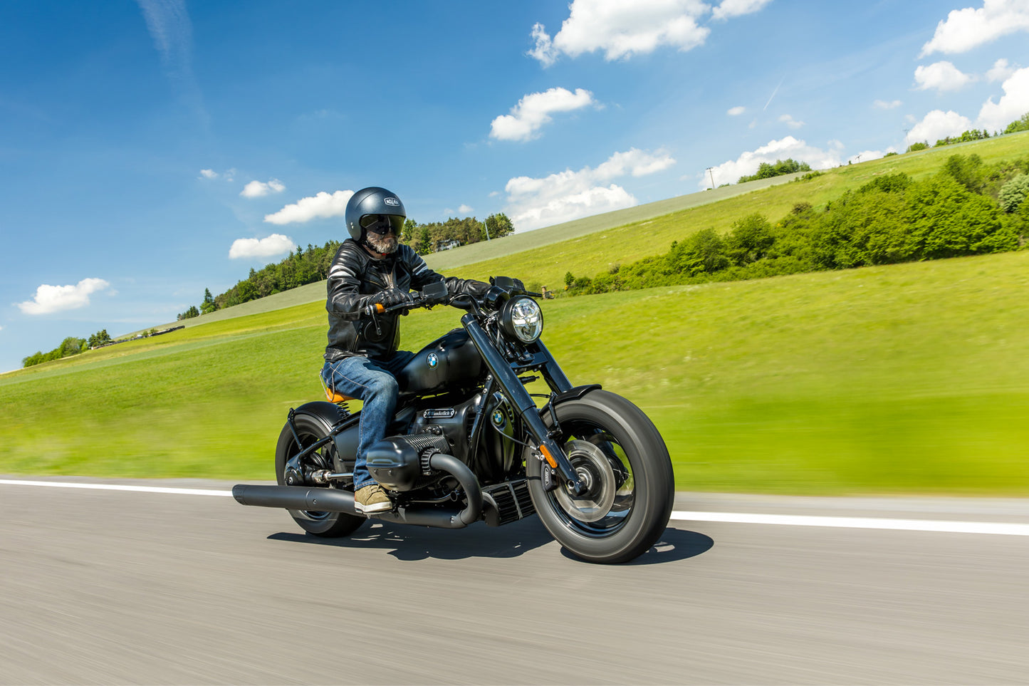 Wunderlich Front fender »RockBob« - Blackstorm Metallic -  white striped