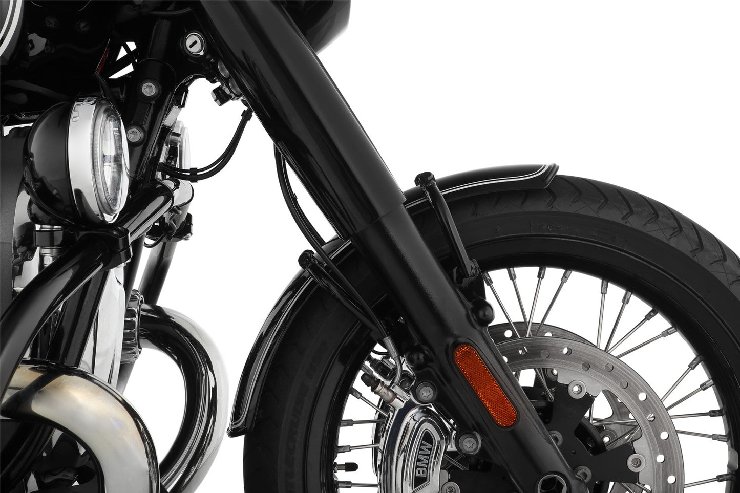 Wunderlich Front fender »RockBob« - Blackstorm Metallic -  white striped