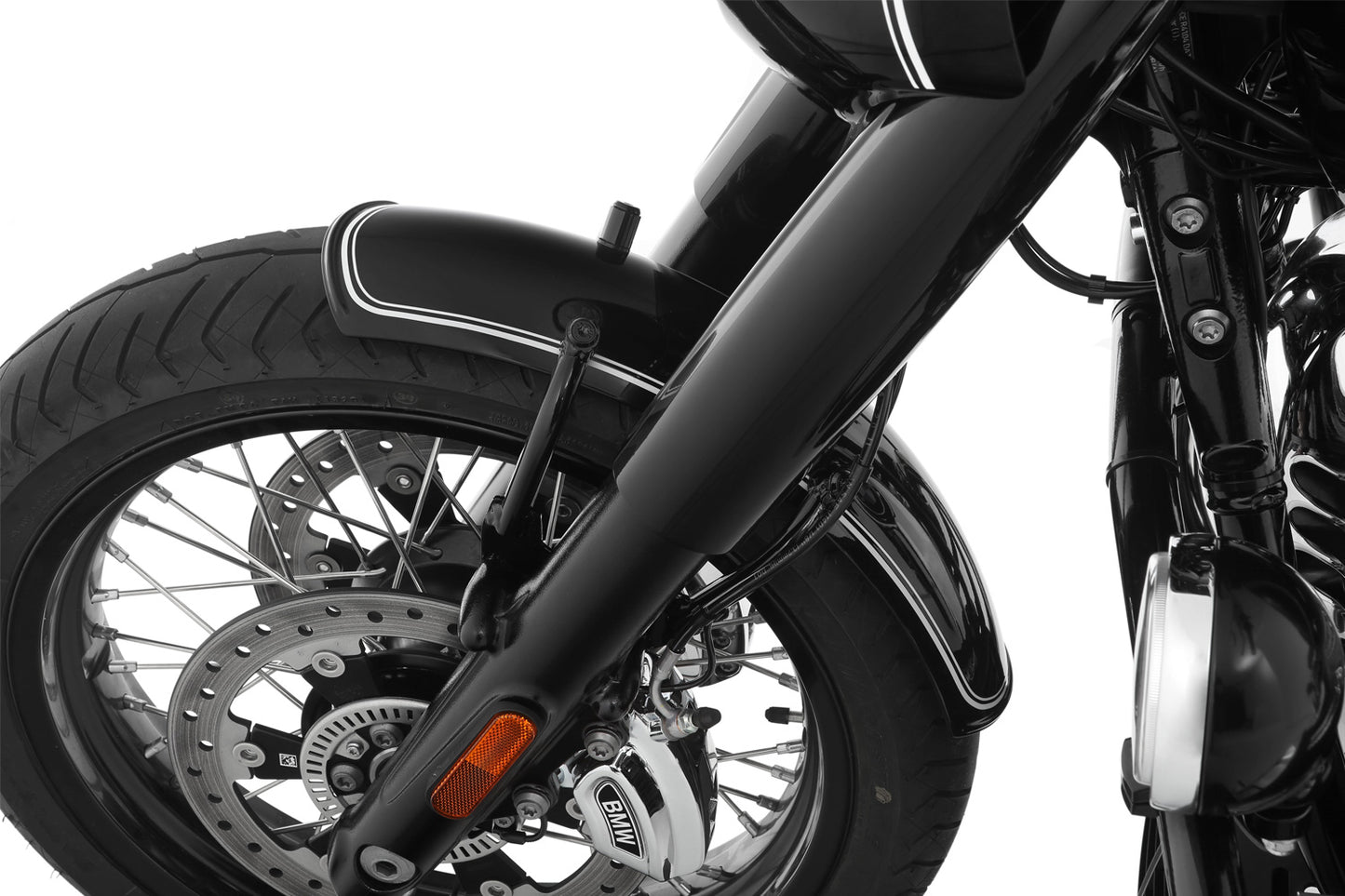 Wunderlich Front fender »RockBob« - Blackstorm Metallic -  white striped