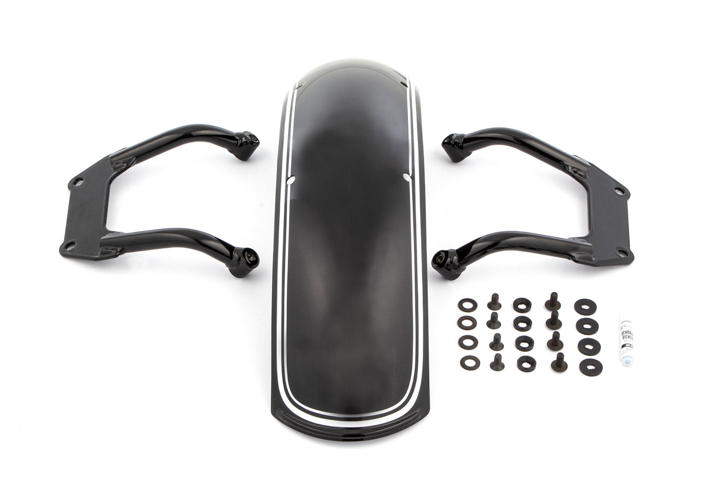 Wunderlich Front fender »RockBob« - Blackstorm Metallic -  white striped