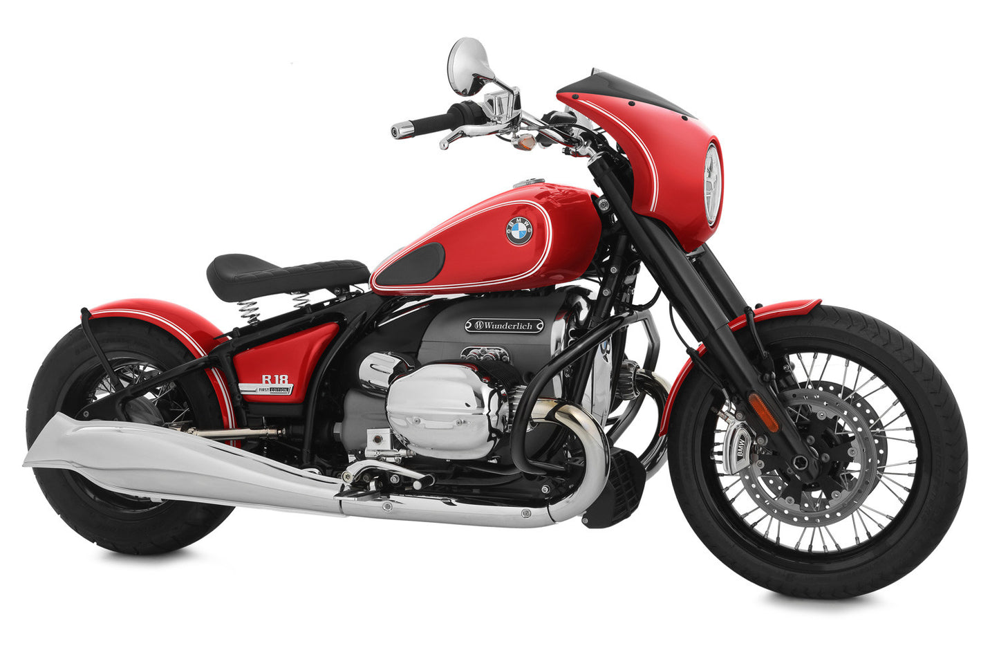 Wunderlich Front fender »RockBob« - Mars red Metallic / white lined