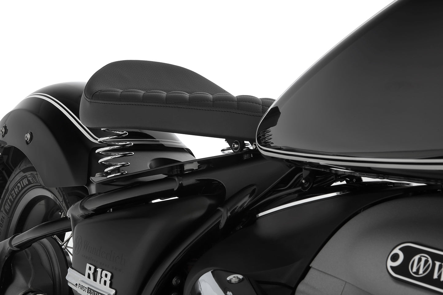 Swinging Saddle RockBob with original tail - black - Genuine leather