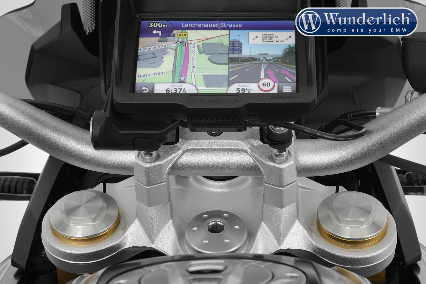 Wunderlich ERGO handlebar riser for models with BMW sat nav - silver