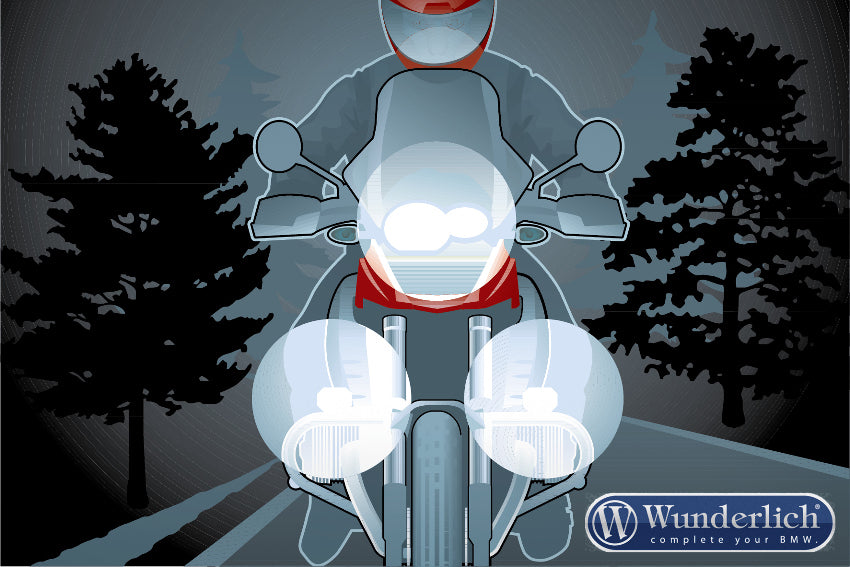 Wunderlich Micro Flooter LED auxiliary headlight crash bar mounting silver