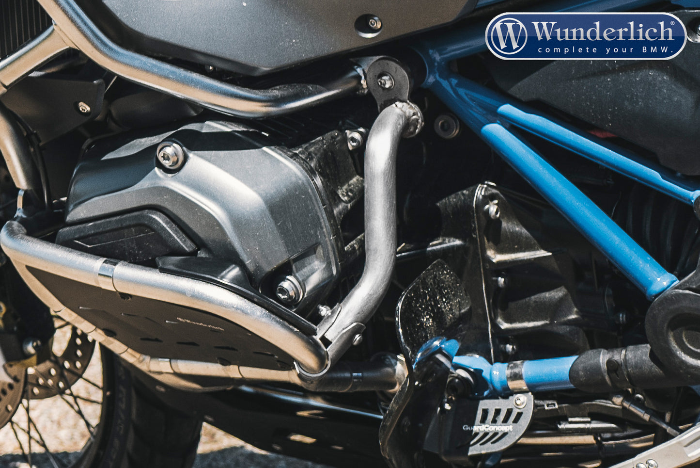 Wunderlich reinforcement bar for the original engine protection bar - Set - silver