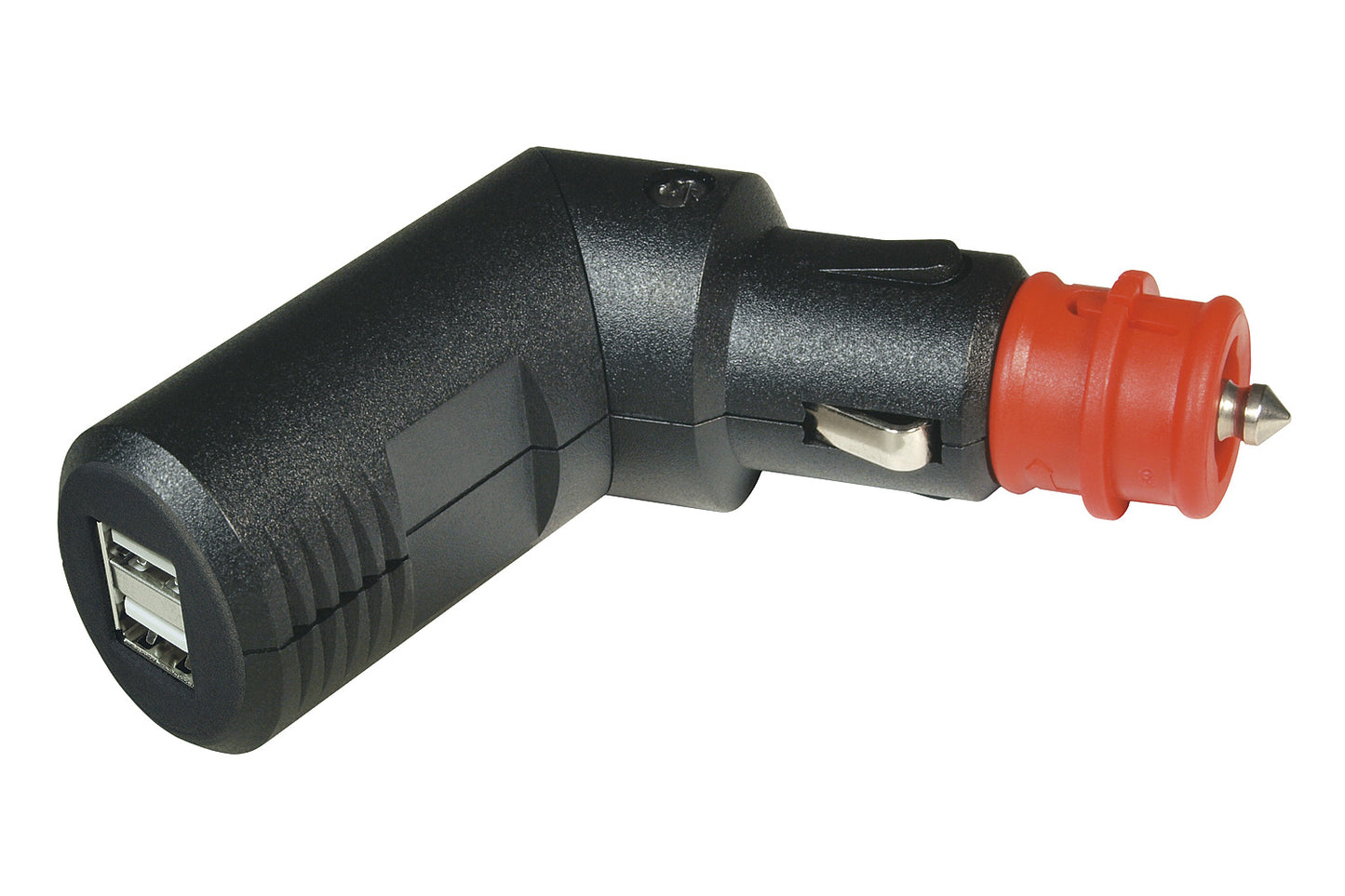 Angled dual USB charging plug - black