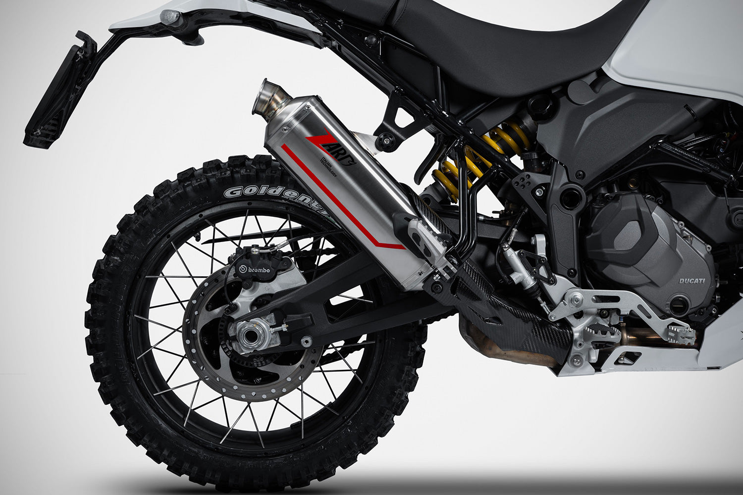 ZARD »Sabbia« slip-on 2-1 silencer with carbon cover for the Ducati DesertX - stainless steel