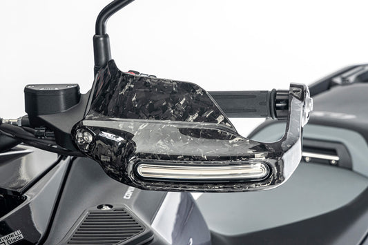 Ilmberger Hand protector with indicator mount R 1300 GS (Adventure) - left - Black Diamond Carbon - glossy