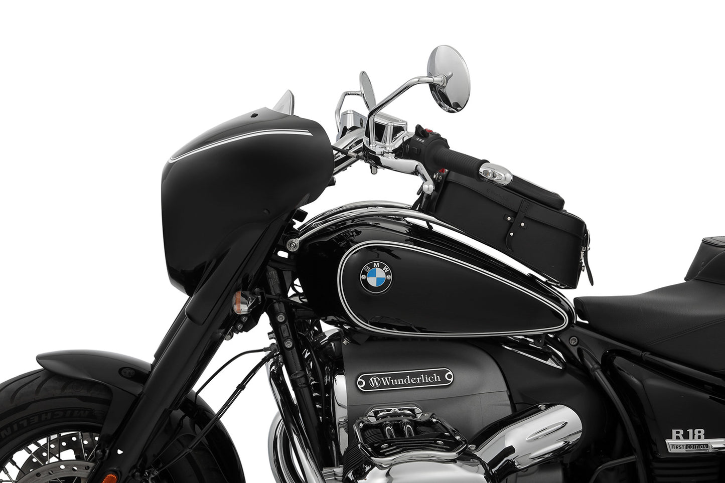 Wunderlich HIGHWAY cockpit fairing - Blackstorm Metallic - white striped