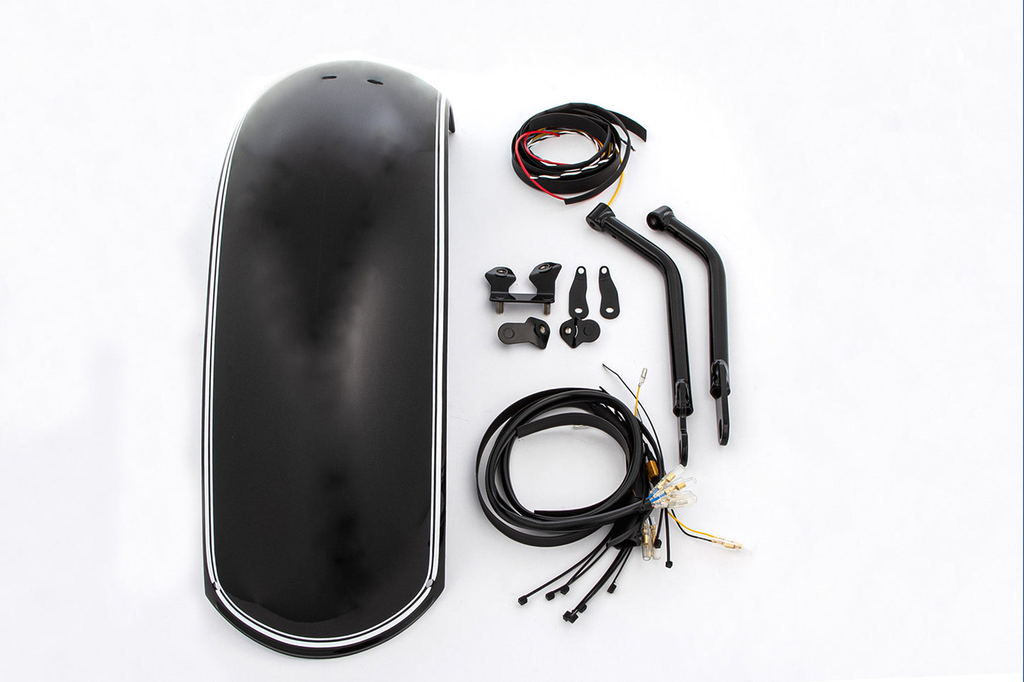 Wunderlich Rear fender »RockBob« - Blackstorm Metallic - white striped