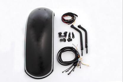 Wunderlich Rear fender »RockBob« - Blackstorm Metallic - white striped