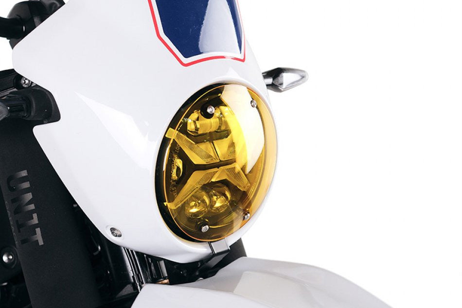 Enduro Headlight Protector for the Original Cockpit Fairing R 12 G/S Unit Garage - yellow