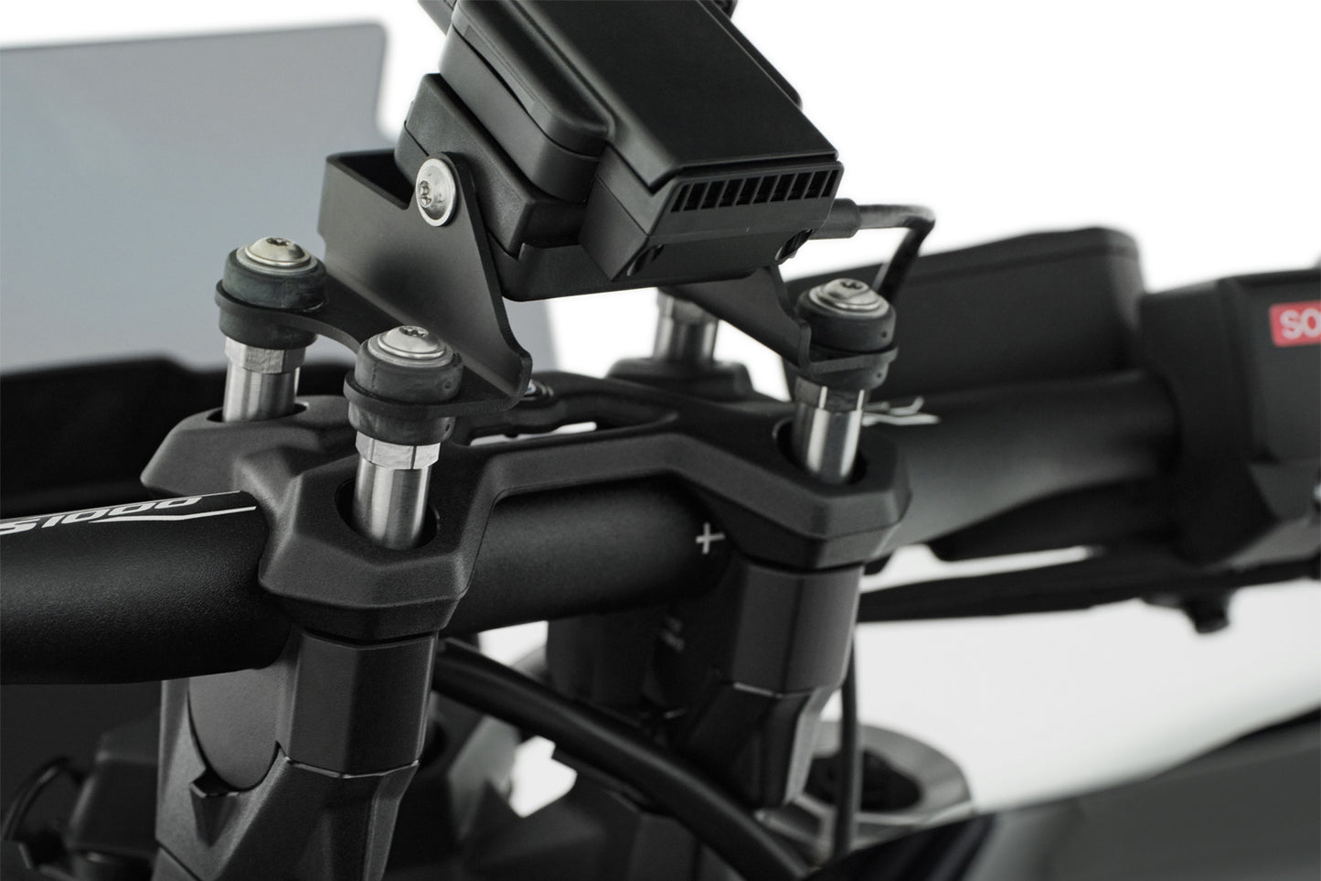 Handlebar riser with sat nav special screws - silver