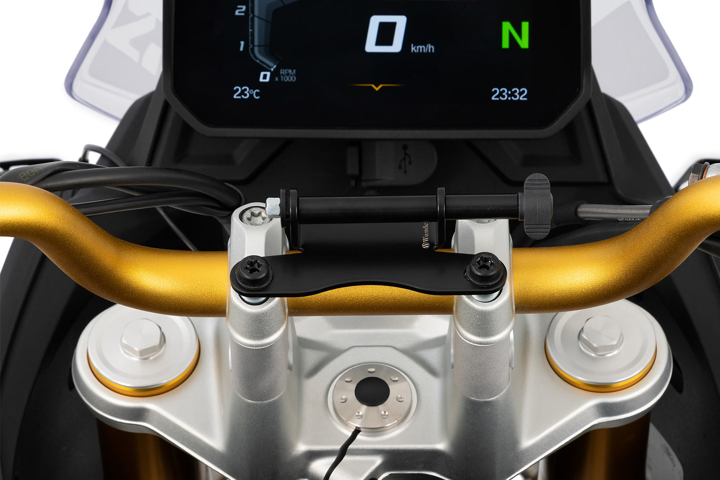 Device carrier for handlebar clamp with handlebar riser – F 450 GS - black