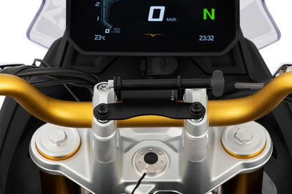 Device carrier for handlebar clamp with handlebar riser – F 450 GS - black
