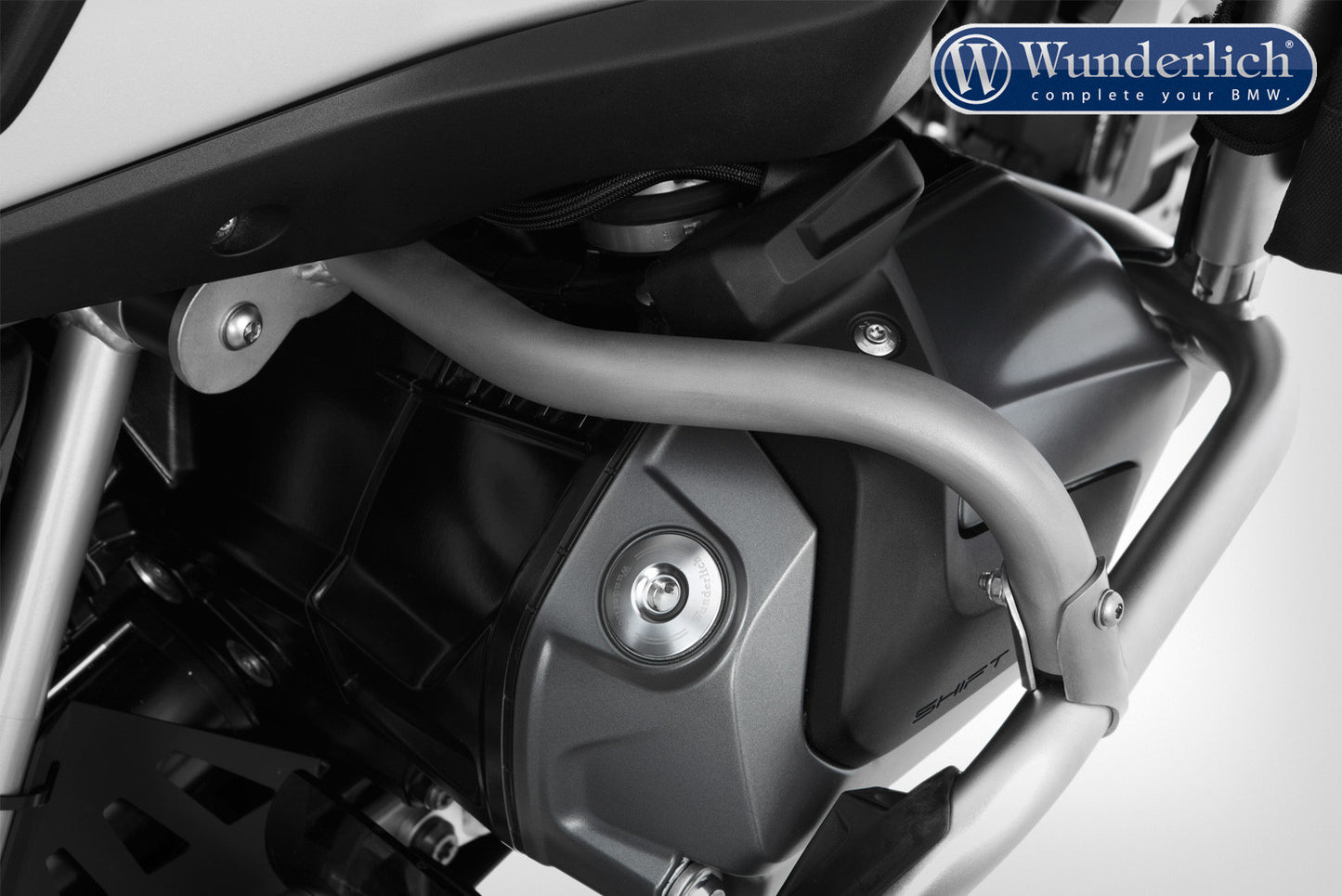 Wunderlich reinforcement bar for the original engine protection bar - stainless steel