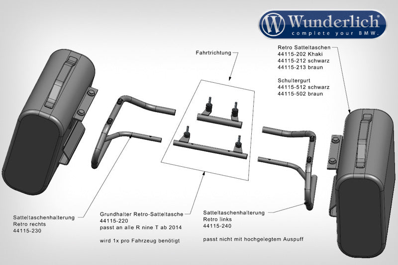 Wunderlich Pipe mounting for Mammut side bags - black