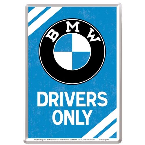 Metal Postcard BMW Drivers Only 10x14cm - Nostalgic Art