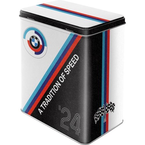 Tin Storage Box Large BMW Motorsport Tradition Of 10x14x20cm- Nostalgic Art