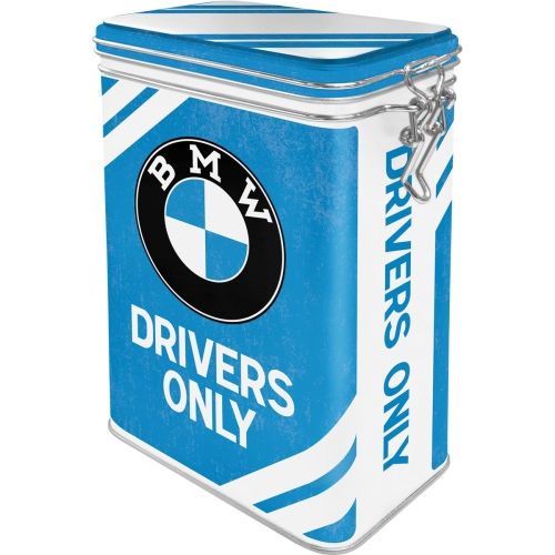 Clip Top Tin BMW Drivers Only 7.5x11x17.5cm- Nostalgic Art