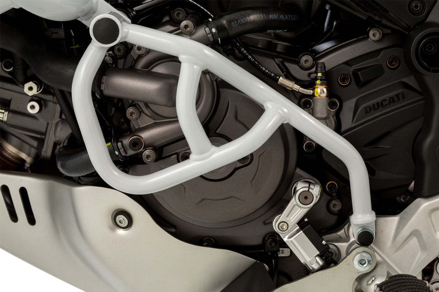 engine protection bar left - white - for installation without the fairing protection ba